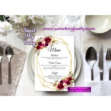 Geometric Menu card printable,Burgundy menu card prinable,(116w) Geometric Menu card printable,Burgundy menu card prinable,(116w)